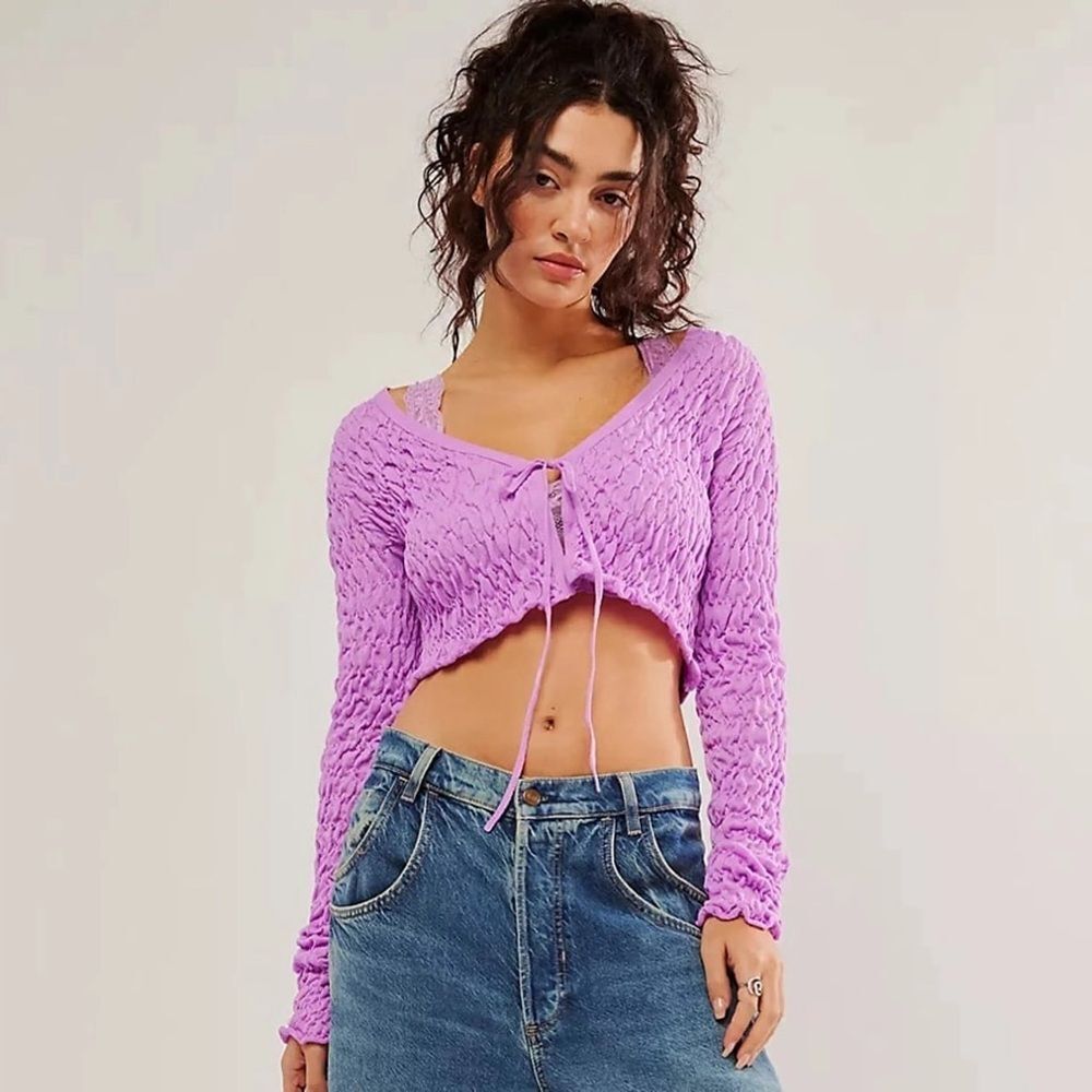 NWOT- Free People-Scrunchy Shrug In Violet Tulle -Size XS